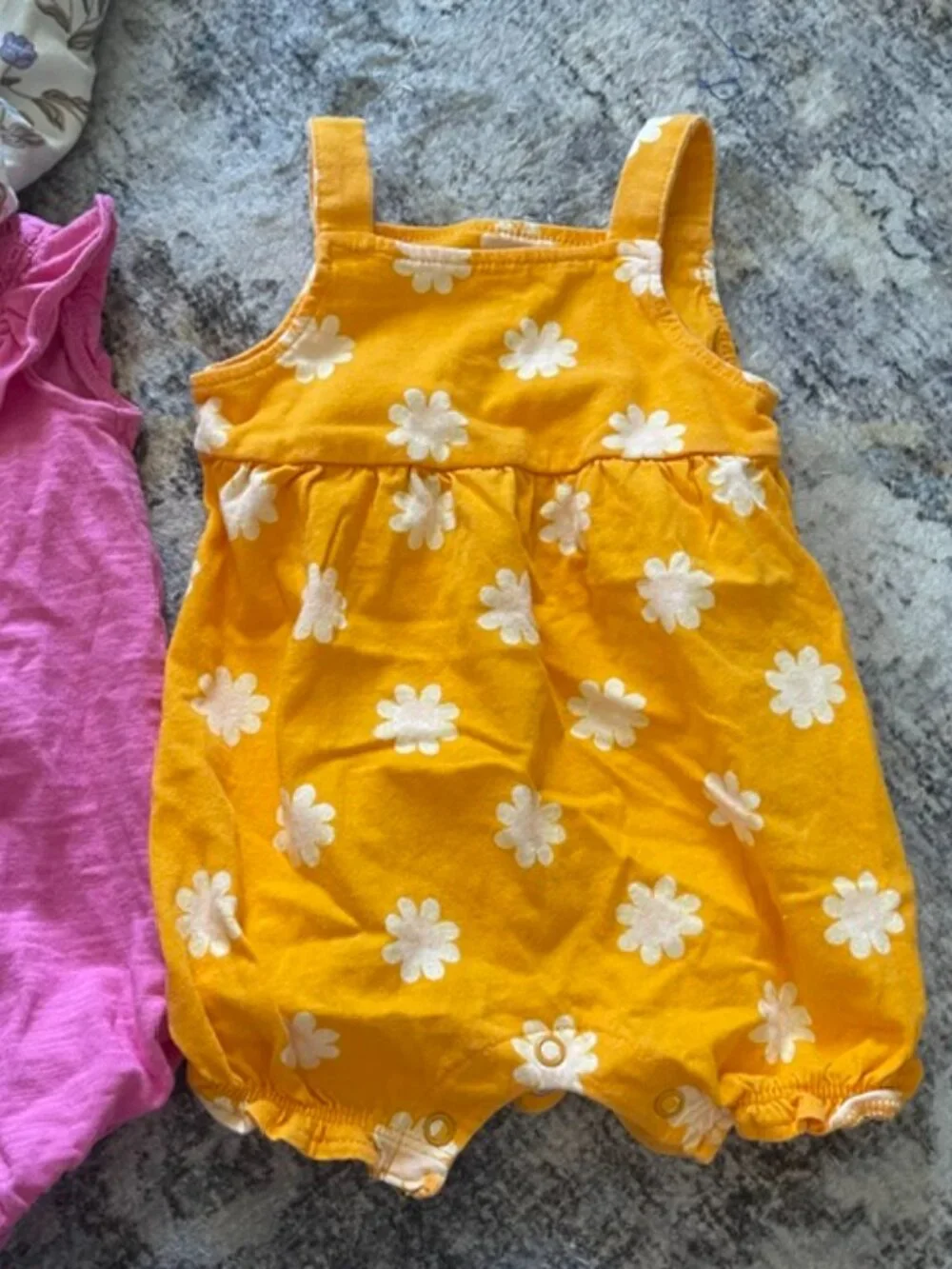 Lot of 3 Carter's Baby Girl 0-3 Month Romper Pink Orange Floral Flowers EUC